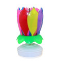 Double Lotus Music Candle Double Flower Blossom Birthday Cake Flat Rotating Electronic Rotating Lotus Candle for Kids Gift Party