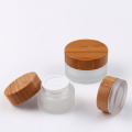 Frosted glass emulsion spray bottle Perfume bottles Skincare cream jar Mask Cosmetic packaging containers with wooden bamboo cap