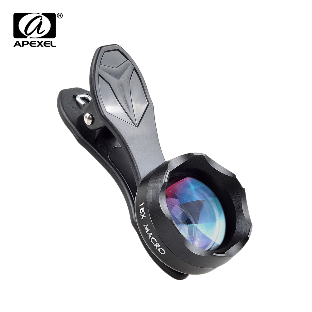 APEXEL Super 18X Macro Lens Professional Mobile Phone Camera Lenses with Universal Clip for iPhone Samsung Xiaomi HTC Smartphone