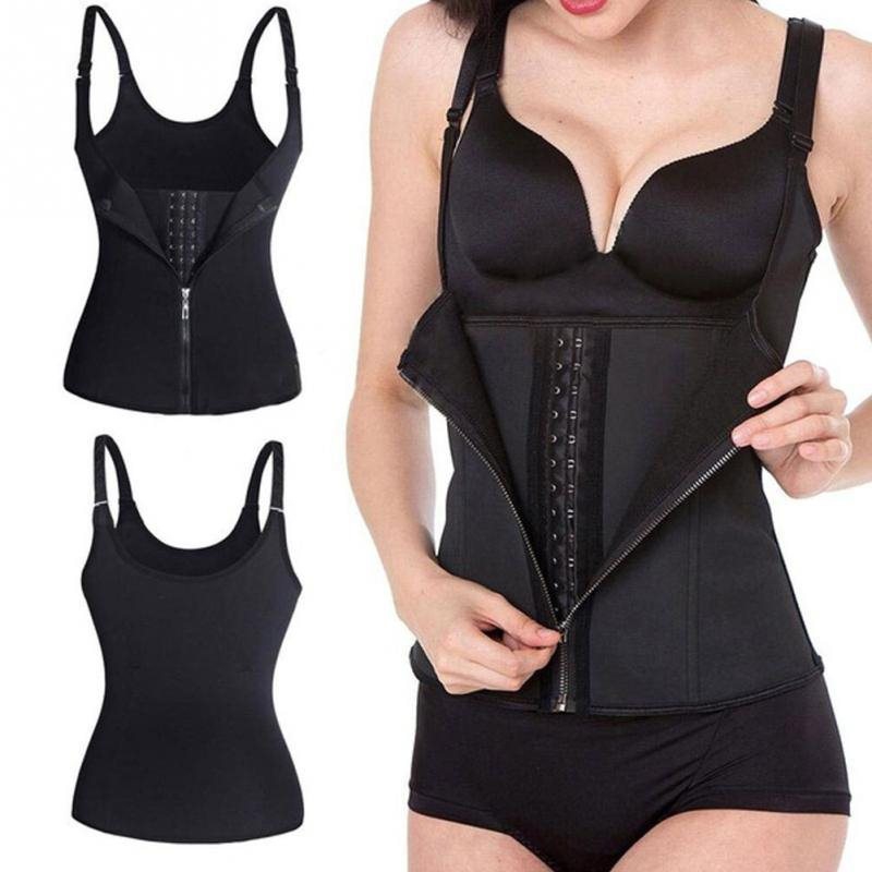 Women Waist Trainer Slimming Trimmer Belt Tummy Belly Girdle Body Shaper Cincher Corset Zipper Vest Plus Size S-3XL Shaperwear