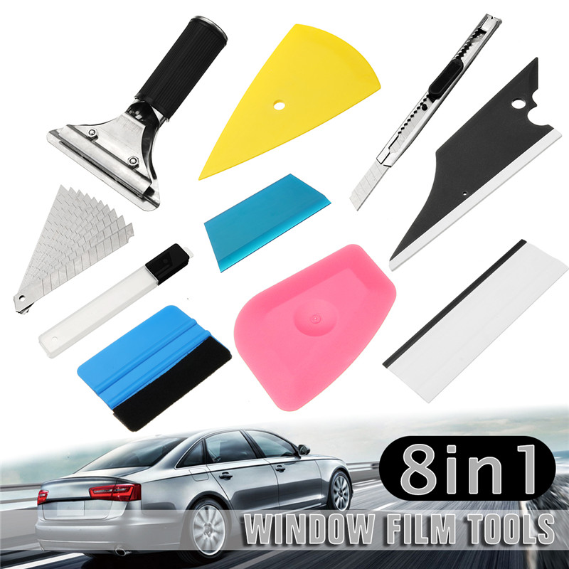 Hot Sale 9Pcs Car window repair tool Set Vinyl Car Film Wrap Tool Kit universal for Auto Fiber Glass Window Tint Tool Scrapers