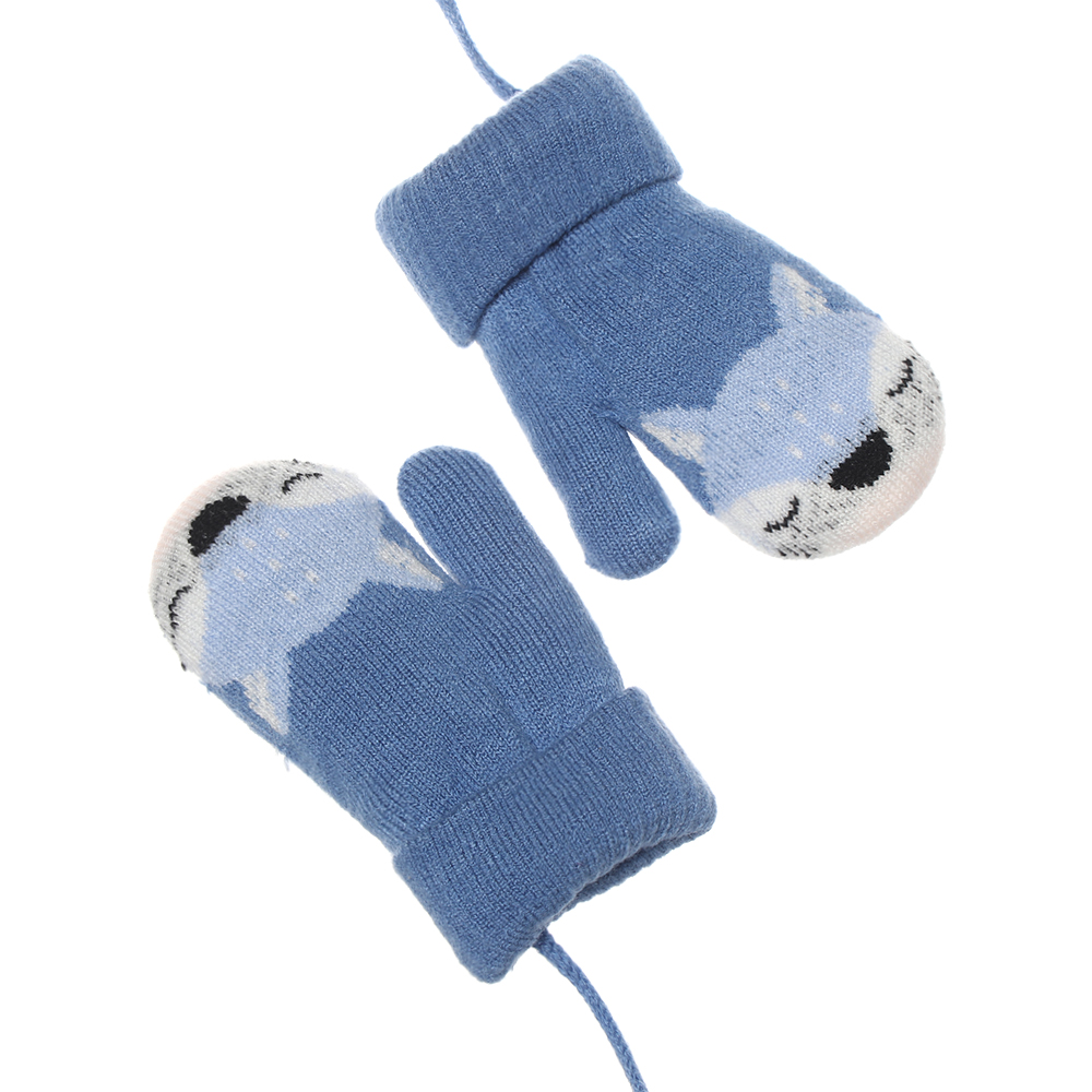 New Cute Cartoon Fox Baby Gloves Winter Knit Wool Newborn Mittens Velvet Kids Keep Finger Warm Thick Gloves 0-3 Years