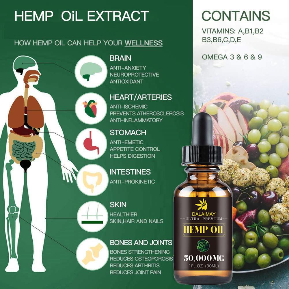 50000mg 100% Organic Hemp CBD Oil Hemp Seeds Oil Extract Drop For Pain Relief Reduce Anxiety Improve Sleep Spa Body Massage Oils