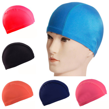 New 2020 Swimming Caps Elastic Waterproof Nylon Fabric Protect Ears Children Swim Pool Hat Free Size for Men & Women Adults