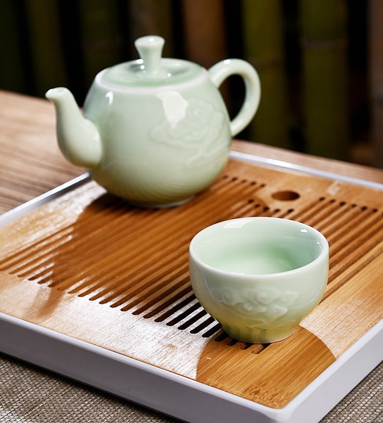Chinese Kung Fu Tea Set Tray Bamboo +Melamine Tea Tray Tea Accessories Water Storage Tea Board Tools Tea Serving Teapot Tray Set