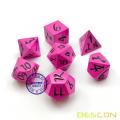 Bescon Fresh New Solid Metal Dice Set Deep Pink,Metal RPG Miniature Polyhedral dice set of 7 for role Playing Games