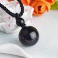 Natural Stone Necklaces & Pendants Women and Men Black Obsidian Rainbow Eye Beads Ball Transfer Good Lucky Love Energy Gift