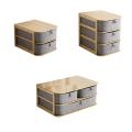 Office Waterproof Storage Drawers Home Storages Multi-layer Drawer Type Bamboo Wood Desktop Storage Box #4W