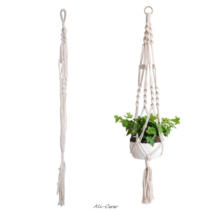 Macrame Plant Hangers Indoor Outdoor Flower Hanging Basket Hemp Rope 4 Legs New