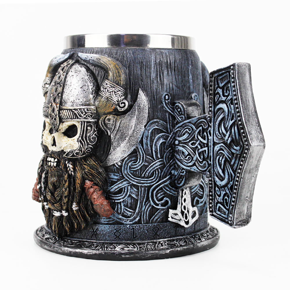 Danegeld Tankard Mug Viking Unique design Mugs Stainless Steel Insert Resin Beer Cup party Halloween gift