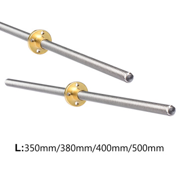 Lead Screw 350mm 380mm 400mm 500mm Length 3D Printer Parts Thread 8mm Trapezoidal Screws Copper Nuts Leadscrew Part