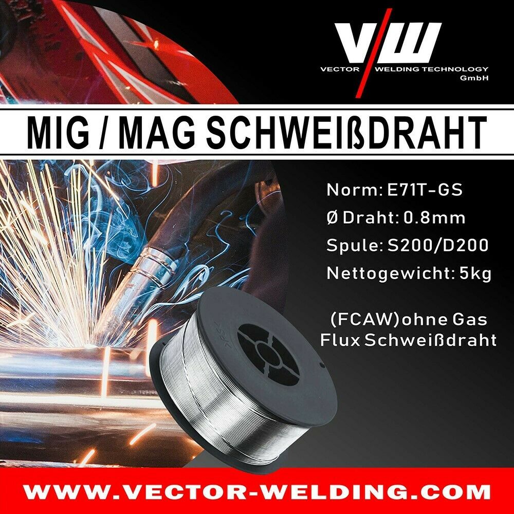 Mig Wire Flux Cored Self-Shielded 0.8mm No Gas Wires 5kg Iron Welding Gas-Less Mig Welder Accessories