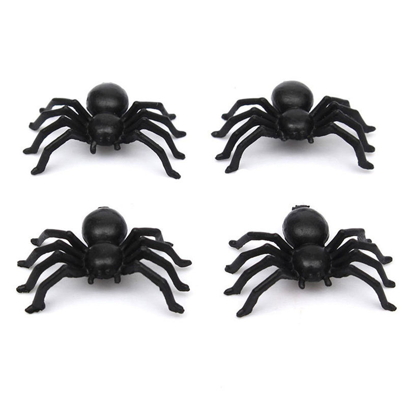 50 Pcs/Set Funny Non-Toxic Plastic Fake Black Spiders small Toys for Halloween Haunted House party Decorations supplies