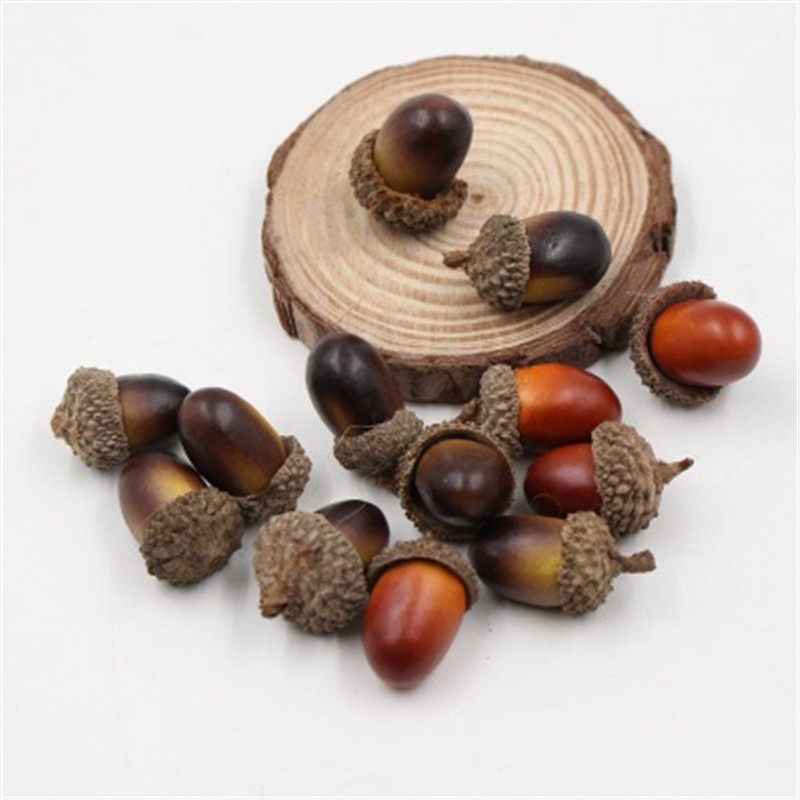 Cheap 1/10pcs 3cm Acorns Mini Artificial Fake Foam Fruits and Vegetables Berries Flowers For Wedding Christmas Tree Decoration