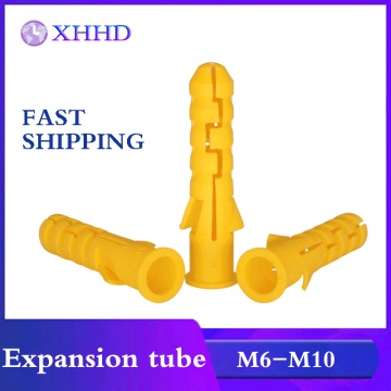 M6 M8 M10 Yellow Ribbed Plastic Anchor Wall Plastic Expansion Pipe Tube Wall Plugs Drywal Free Shipping