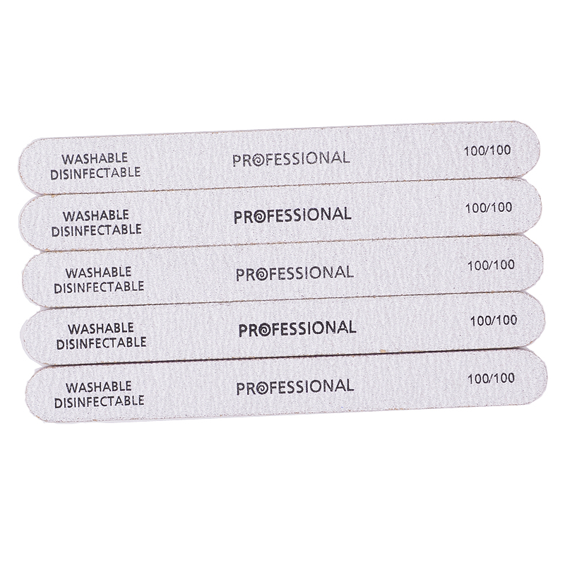 5pcs/Lot Professional Gray Nail File Nail Sanding Files Buffing Manicure Tools 100/100 Sandpaper Nail Buffer Block Pedicure