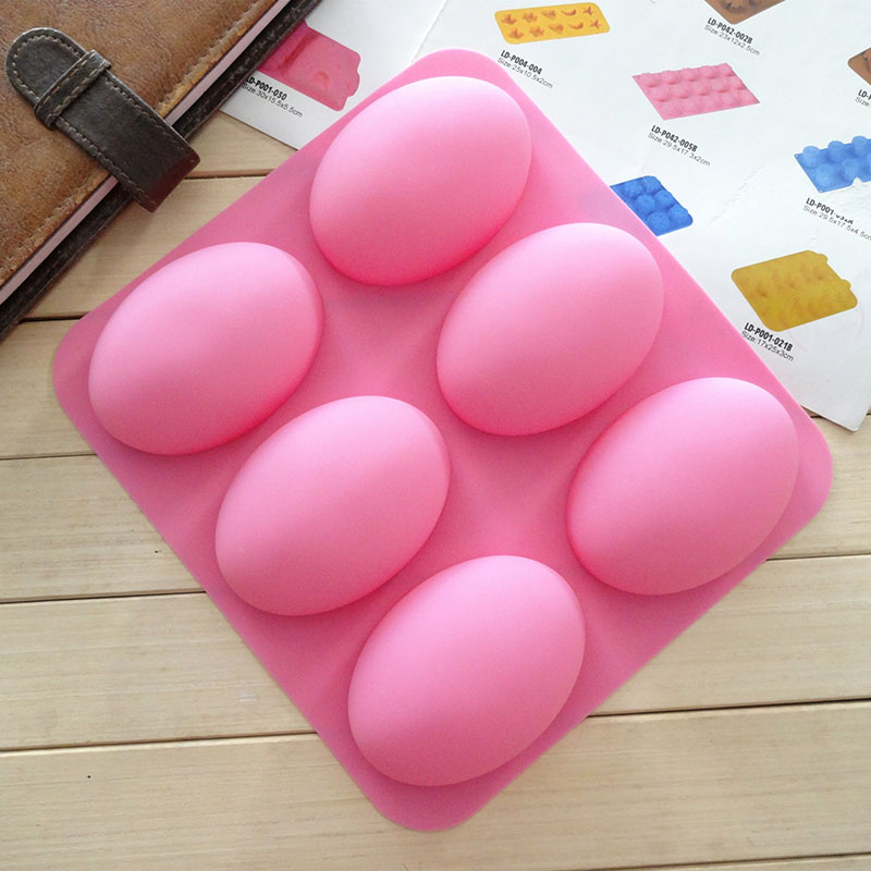 6 Slots Silicone Soap Mould 3D Oval Shape Handmade Jelly Maker Cake Mold Tool  For Drop Shipping