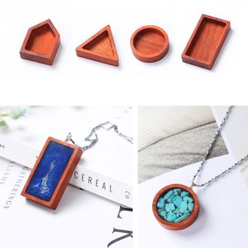 Blank Wood Cabochon Round Square Wooden Resin Frame Pendant Resin Jewelry Making