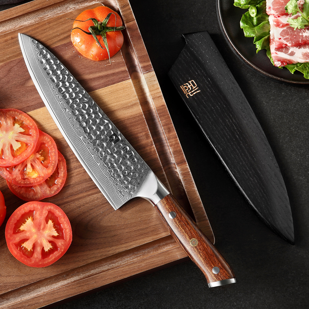 XINZUO 8.2 in Professional Chef Knives VG10 Damascus Pattern Steel Fish&Meat Santoku Slicing Japanese Kitchen Knife