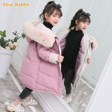 Children Winter Down Cotton Jacket 2020 New Fashion Girl Clothing Kids Clothes Thick Parka Fur Hooded Snowsuit Outerwear Coat