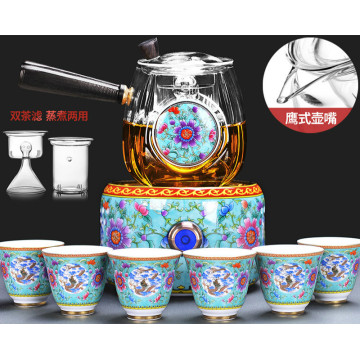 220V 1000w 600ml Thick High borosilicate glass Tea stove teapot Electric ceramic heaters tea set two filters 50ml 6cups