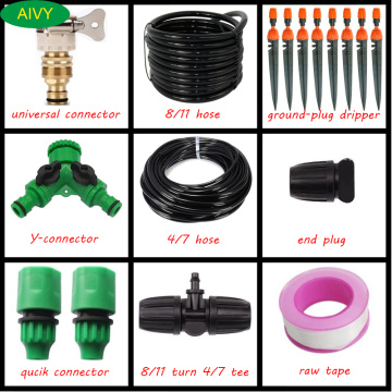 15m 8/11Garden Hose Plant Watering Kits Automatic Micro Spray Drip Irrigation System with Adjustable Nozzles DIY Gardening Tools