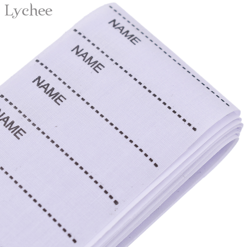 Lychee Life 100pcs Iron On Name Labels White Washable Name Labels Garment Fabric Tags School Clothes Name Marker Sewing