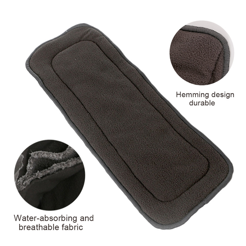 Washable Adult Diaper Bamboo Charcoal Cloth Nappy Liner Super Absorbent Reusable Incontinence Adult Diaper Insert Pad