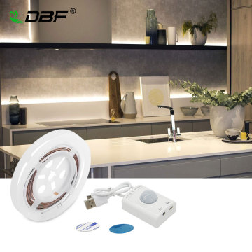 USB Rechargeable Motion Activated Bed Light, PIR Sensor & Manual mode LED Strip Under Cabinet Lighting with Auto Shut Off Timer