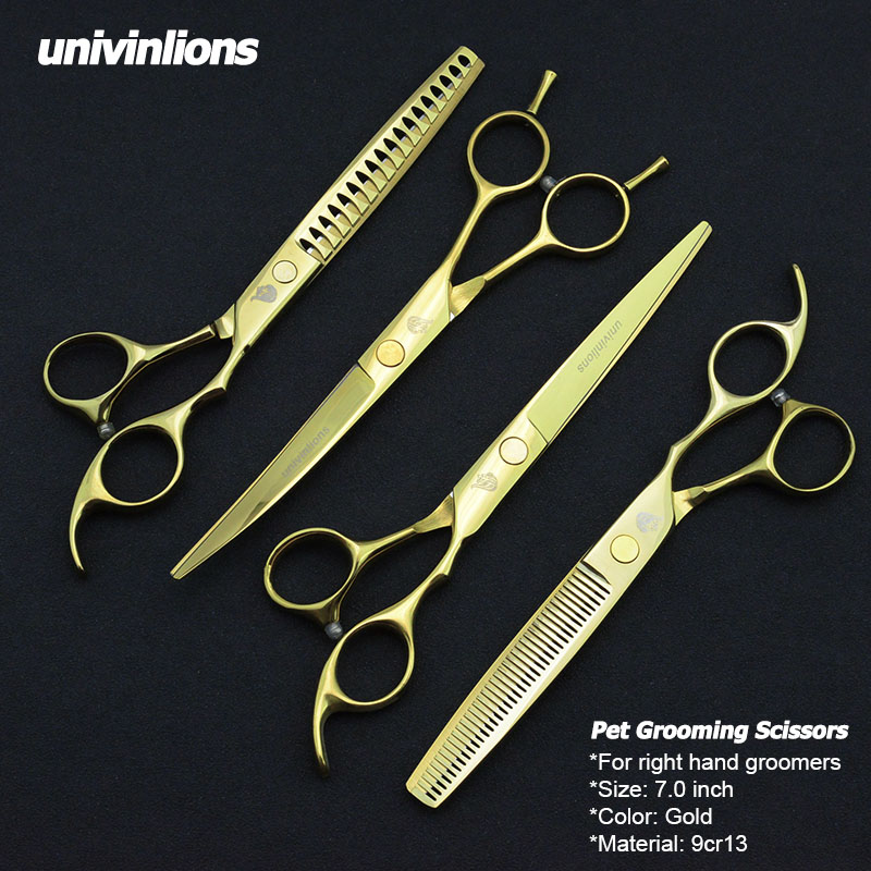 univinlions 7" dog grooming scissors pet dog shears animals cat cutting scissors dog thinning scissors up curved shear tools kit