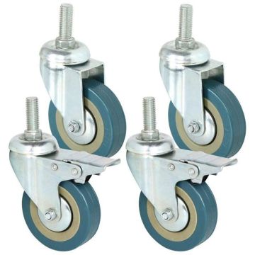 ABYO-Heavy Duty 75 mm Swivel Castor with Brake Trolley Casters wheels for Furniture, Set of 4,Highly practical & pop recommended