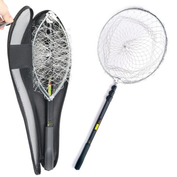 Fly Fishing Net Telescopic Folding Landing Stainless Steel Aluminum Mesh Compact Portable Pole Handle Durable Mesh 2M-2.3M