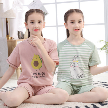 Summer Children's Clothing Set Pajamas Cotton Short Sleeved T-shirt+Shorts Pyjamas Teenager Girls Clothes Cartoon Boys Sleepwear