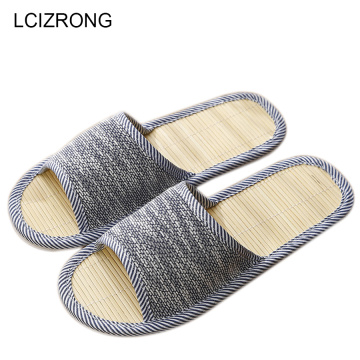 LCIZRONG Autumn Men Home Hemp Slippers Bamboo Insole Slides For Man Fashion Indoor Large Size Couple Floor Shoes House Slippers
