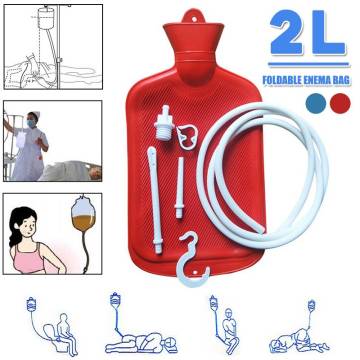 2L Foldable Enema Bag Reusable Silica Gel Coffee Water Colon Cleansing Enteroclysm Detoxified Bowel Bags Vaginal Washing Enema