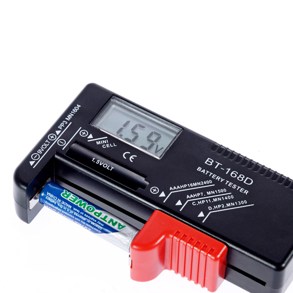 Vastar BT168D Digital Battery Tester Electronic Battery Power Measure Checker for 9V 1.5V AA AAA Cell C D