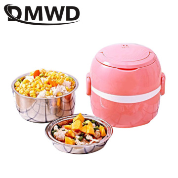 DMWD Portable Electric Heating Lunch Box Meal Warmer Thermal Insulation Soup Container Mini Rice Cooker Eggs Boiler Food Steamer
