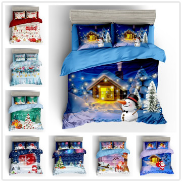 3d Merry Christmas Comforter Bedding Single Double Size Kids Gift White Snowman Lovely Duver Cover Santa Claus