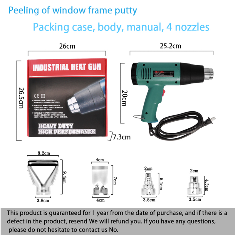 Heat Gun/Hot Gun LCD Digital 1800W 50~600℃ Temperature Control Air Volume 2 Mode Hot Air Machine Hot Air Gun With LCD Digital