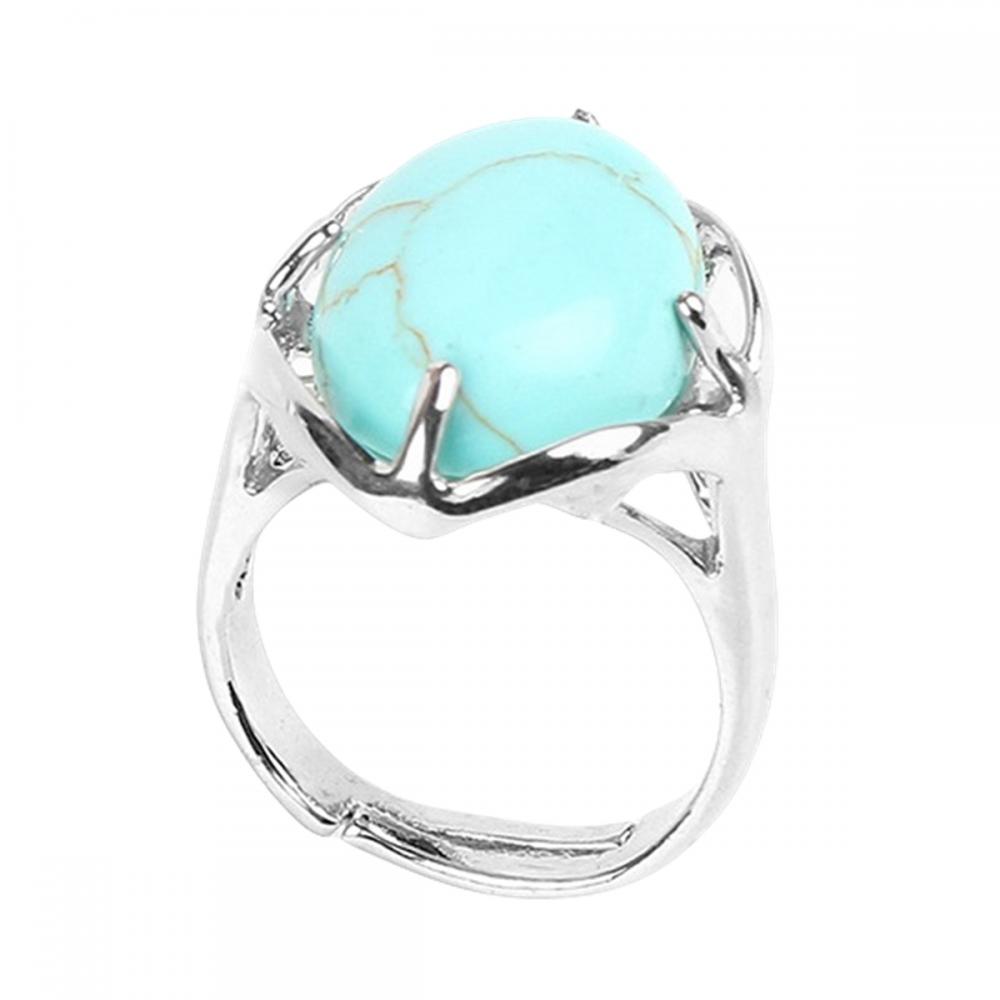 Gemstone 13x18mm Oval Crystal Adjustable Ring Natural Stone Quartz Rings for Women Men Charm Rings Anniversary Birthday