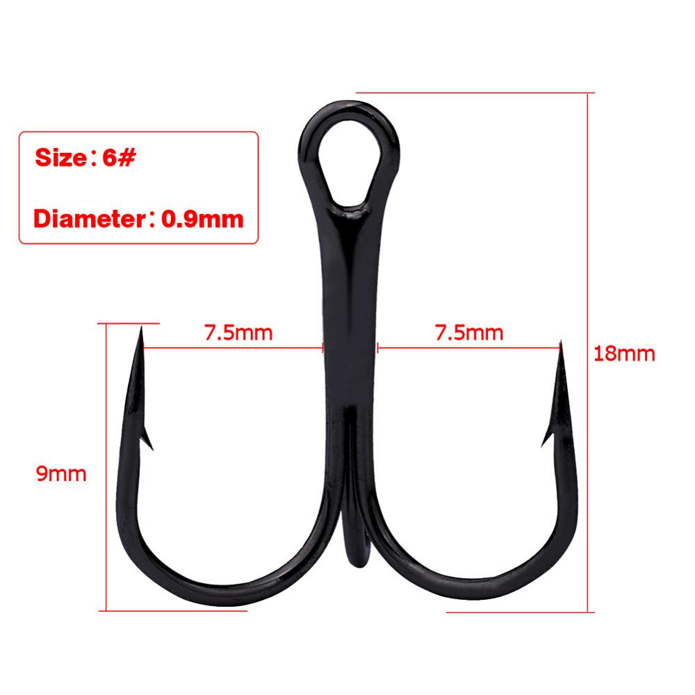 50Pcs Fishing Hook Stainless Steel Treble Overturned Hooks Fishing Tackle Round Bend Treble For Bass Fish Tackle Tools