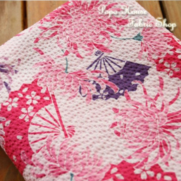 Japanese style Pink Cherry Blossom chrysanthemum fan pattern Japanese bubble cotton summer bathrobe baby clothing fabric