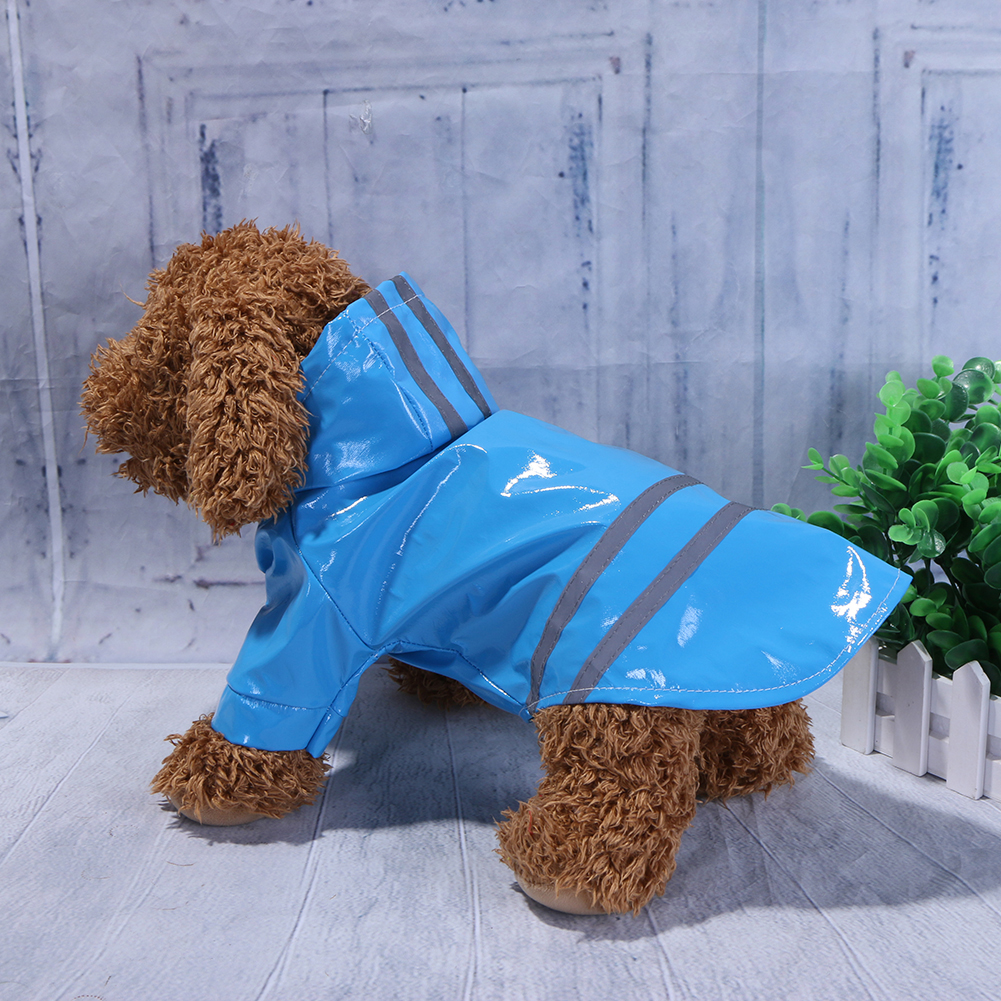 Pet Raincoat-Lightweight Poncho, with Safety Reflective Stripes, Waterproof Hooded Puppy Dog Rainwear Clothes Rain Jacket
