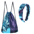 Mermaid Sequin Drawstring Backpack Women Glittering Sequins Shoulder Bag Magic Reversible Glitter Drawstring Backpack Teenagers