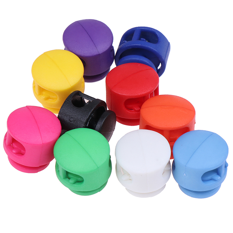 10pcs 16*17mm Multi Colors Plastic Paracord Cord Lock Clamp 2 Hole Toggle Clip Stopper Shoelace Cord Buckles Bag Parts Accessori
