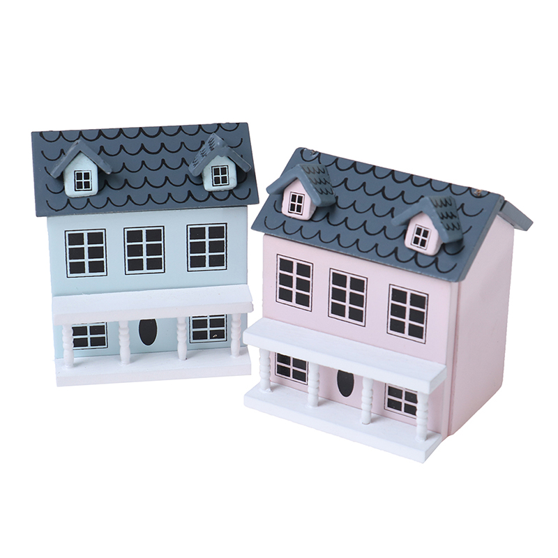 1:12 Dollhouse Miniature Wooden Little House Model Lovely Villa Doll House Decor