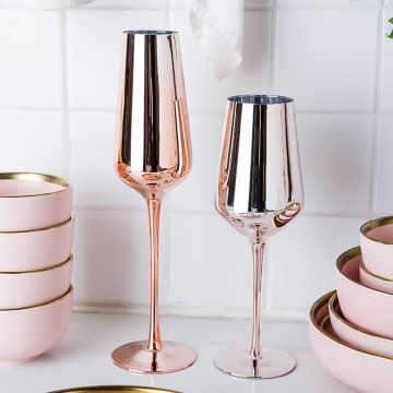 Rose Gold Red Wine Glass Cyrstal Goblets Juice Drink Champagne Goblet Party Barware Dinner Water Chic Luxury 350ml 400ml