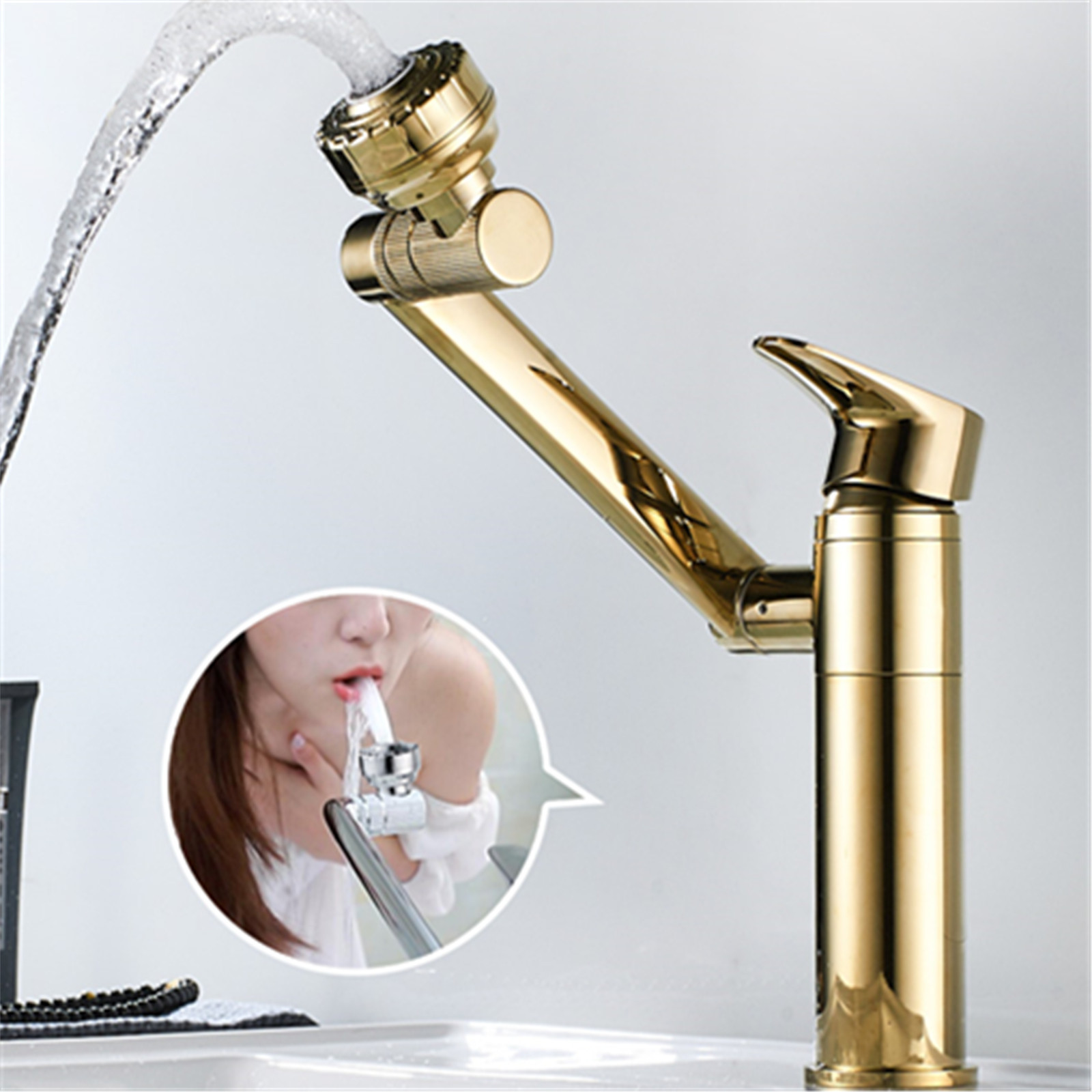 40# Kitchen Faucet 360 Degree Swivel Solid Zinc Alloy Kitchen Mixer Cold And Hot Kitchen Tap Single Hole Water Tap Kitchen Tool