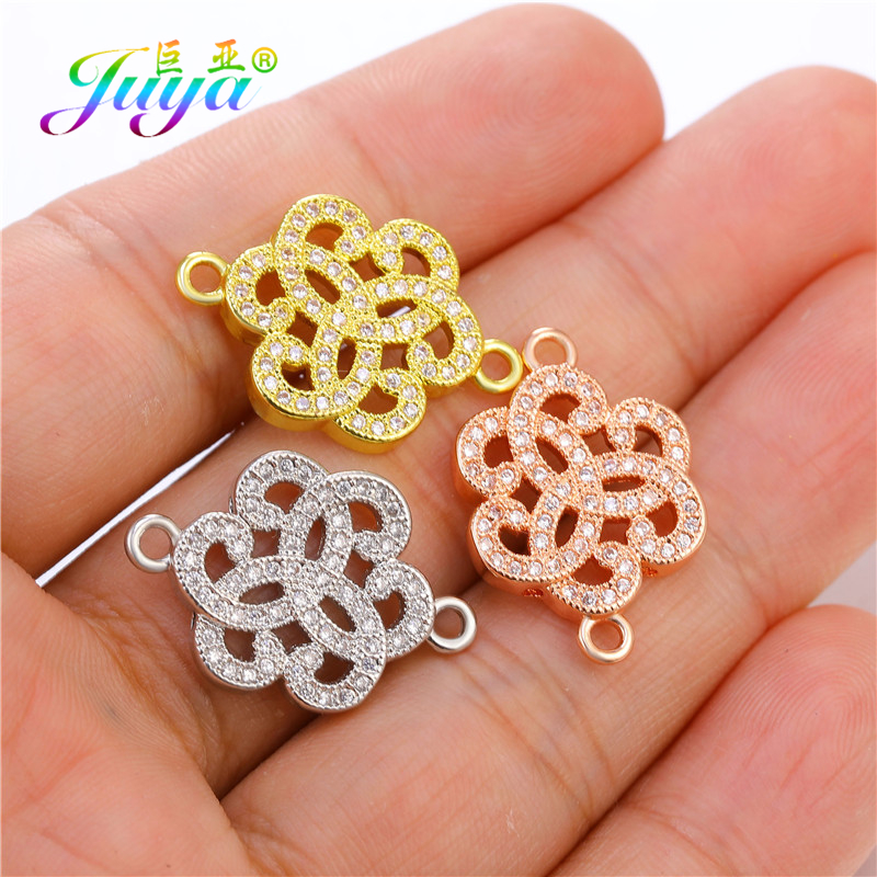 Juya DIY Hamsa Star Flower Charm Connectors Accessories Supplies For Women Handmade Bracelet Earrings Jewelry Making
