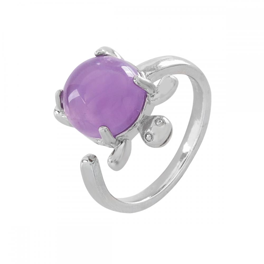 Gemstone Turtle Ring for Men Women Natural Stone Crystal Quartz Adjustable Ring Anniversary Birthday